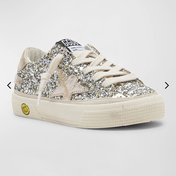 🚨SOLD🚨 GOLDEN GOOSE Kids May Embellished sparkle Lace-Up Sneakers - Picture 1 of 5